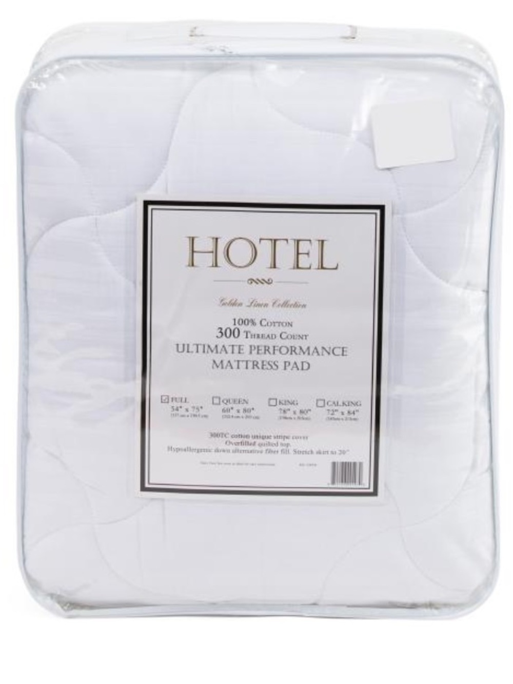 Hotel 300 Thread Count White Ultimate Performance Mattress Pad - White